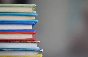Stack of books with colorful covers
