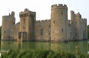 Photograph of a castle surrounded by water