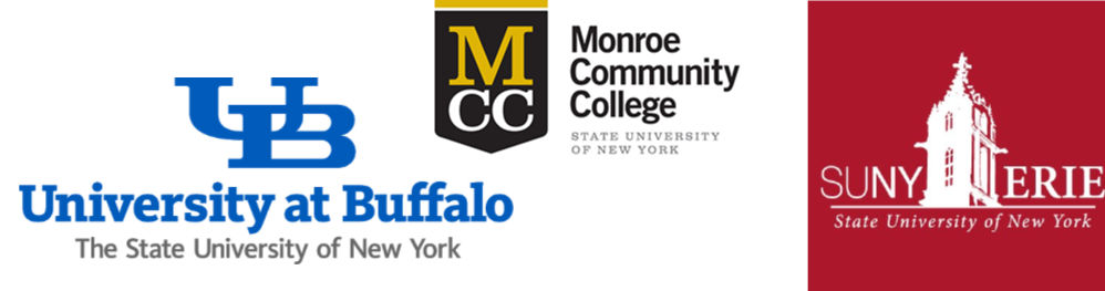 University at Buffalo, Monroe CC, SUNY Erie logos
